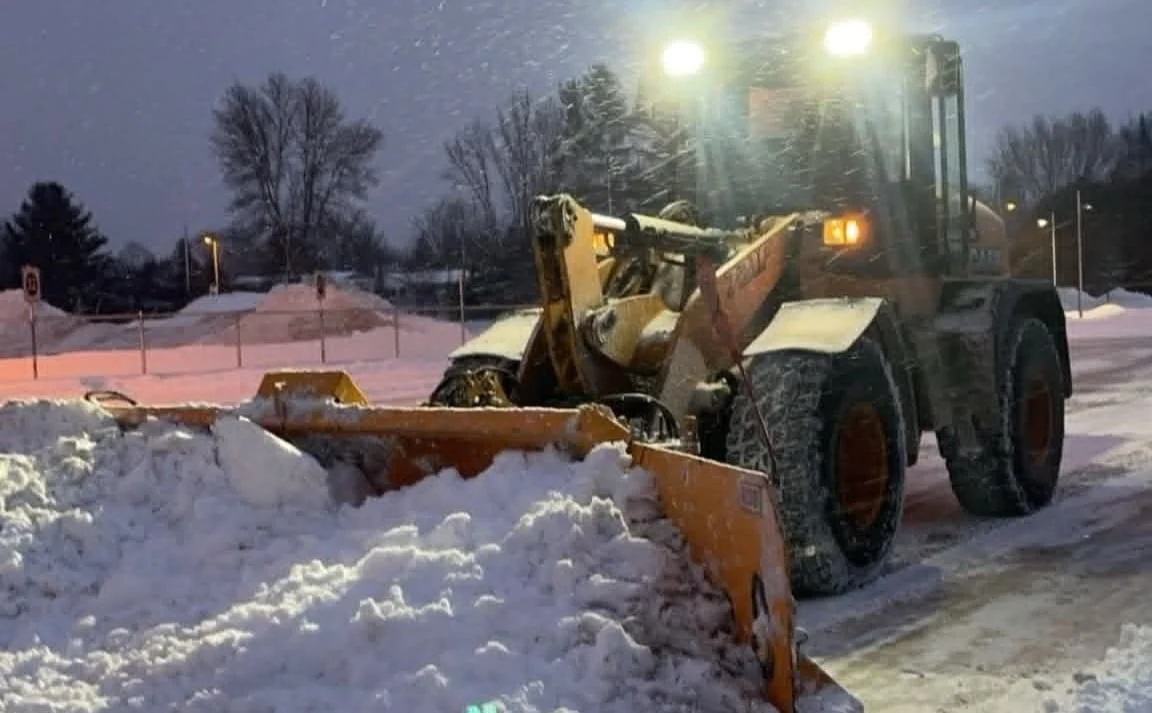 Case 721F wheel loader fitted for snow removal