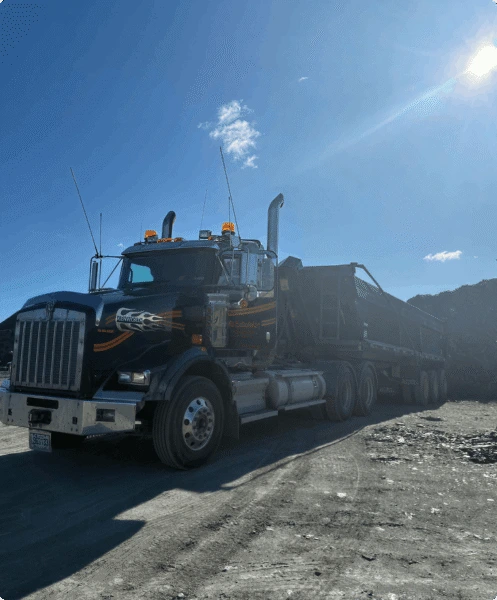 tractor-truck-with 3-axle dump semi-trailer